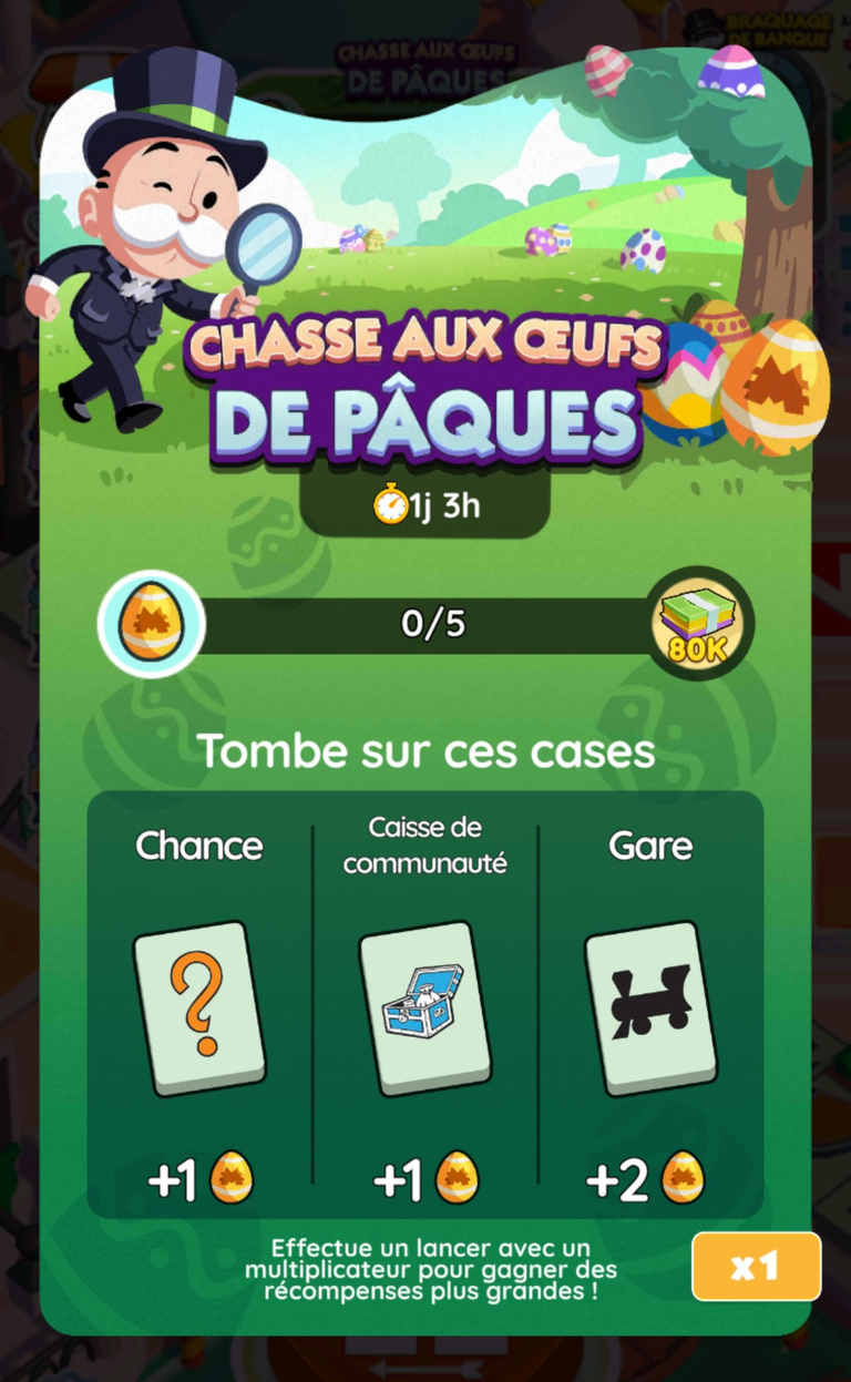 18 205 dés et 199 pioches gratuits à récupérer sur Monopoly GO! via l'événement "Chasse aux oeufs de Pâques" 18 205 dés et 199 pioches gratuits à récupérer sur Monopoly GO! via l'événement "Chasse aux oeufs de Pâques"