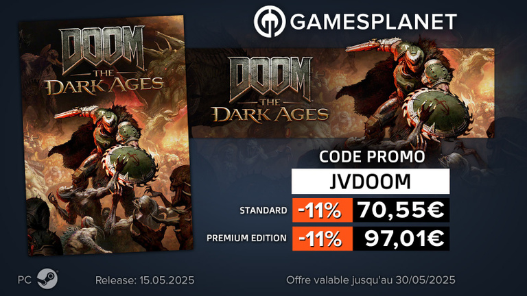 Embarquez dans les enfers dans DOOM: The Dark Ages en promotion chez Gamesplanet avec un code exclusif ! Embarquez dans les enfers dans DOOM: The Dark Ages en promotion chez Gamesplanet avec un code exclusif !