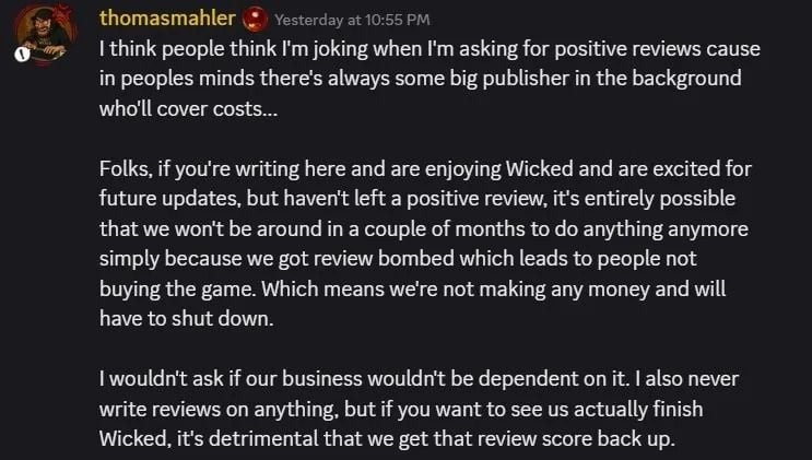 Ce développeur de jeux vidéo habitué aux 18/20 découvre le review bombing et prévient que cela pourrait faire fermer son studio ! Ce développeur de jeux vidéo habitué aux 18/20 découvre le review bombing et prévient que cela pourrait faire fermer son studio !