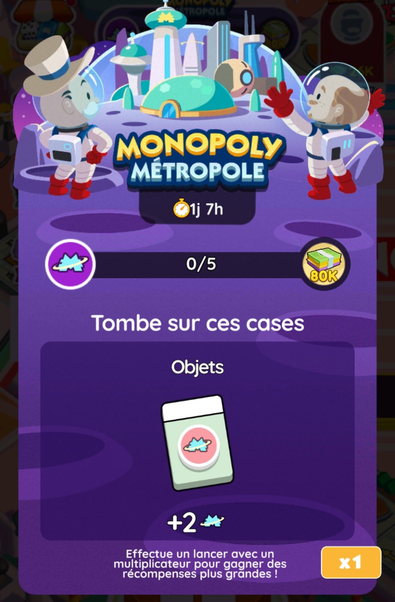 18 205 dés et 211 points triage jonglage gratuits à récupérer sur Monopoly GO! x Star Wars via l'événement "Monopoly Métropole" 18 205 dés et 211 points triage jonglage gratuits à récupérer sur Monopoly GO! x Star Wars via l'événement "Monopoly Métropole"