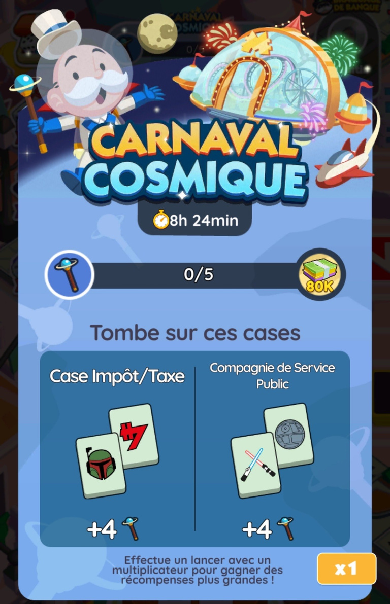 11 700 dés et 581 jetons Peg-E gratuits à récupérer sur Monopoly GO! x Star Wars via l'événement "Carnaval cosmique"