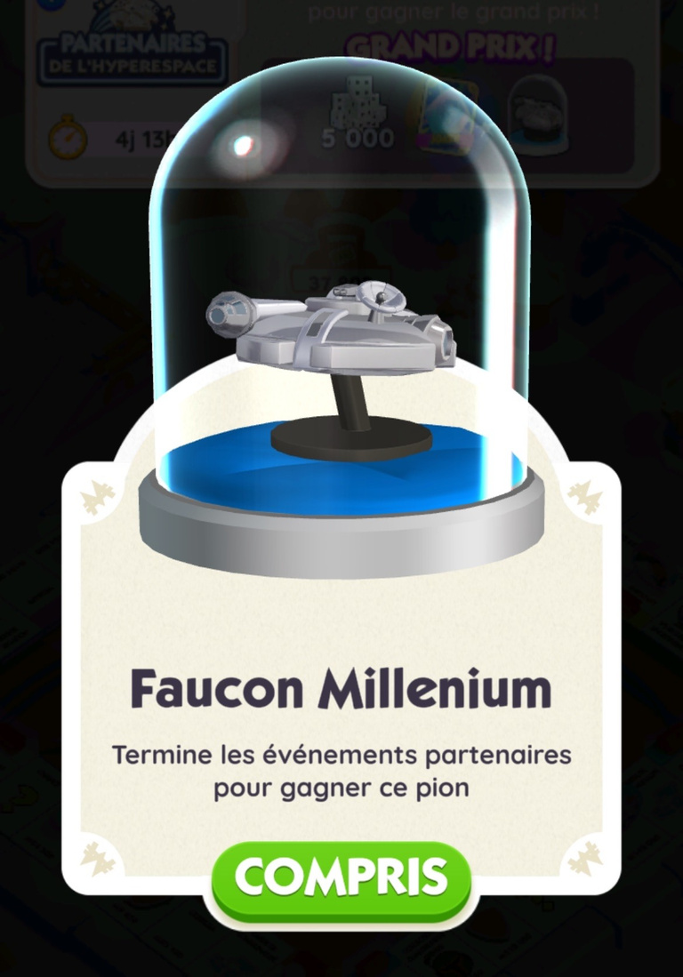 Monopoly Go! : Un pion exclusif "Faucon Millenium" à gagner gratuitement via l'événement "Partenaire de l'Hyperespace" Monopoly Go! : Un pion exclusif "Faucon Millenium" à gagner gratuitement via l'événement "Partenaire de l'Hyperespace"