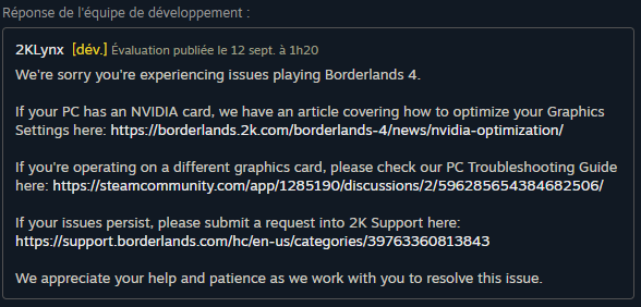 Borderlands 4 : des critiques Steam alarmantes et un jour de sortie compliqué Borderlands 4 : des critiques Steam alarmantes et un jour de sortie compliqué