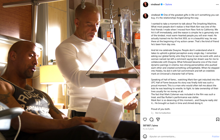 Dwayne Johnson et Vin Diesel toujours en froid à cause de Fast & Furious ? Ce message en dit long sur leur colère