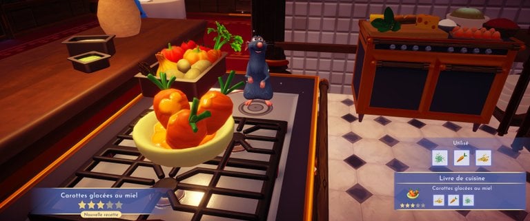 Carottes glacées au miel DLC Dreamlight Valley : comment préparer cette recette de plat principal 3 étoiles ?