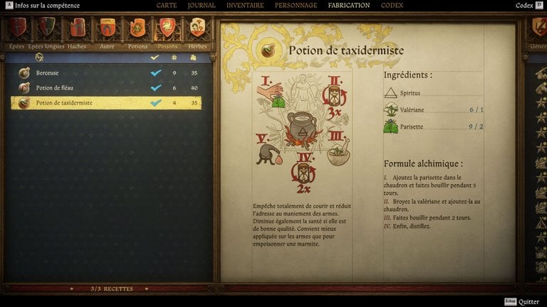 Potions et recettes alchimie Kingdom Come Delivrance 2 : la liste complète 