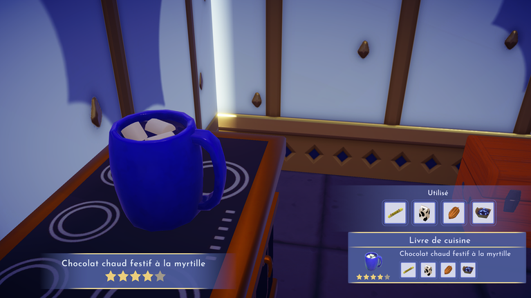Chocolat chaud festif Disney Dreamlight Valley : myrtille, cerise, menthe… Comment préparer cette recette quatre étoiles ? 