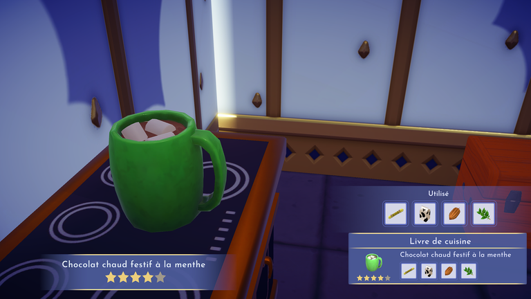 Chocolat chaud festif Disney Dreamlight Valley : myrtille, cerise, menthe… Comment préparer cette recette quatre étoiles ? 