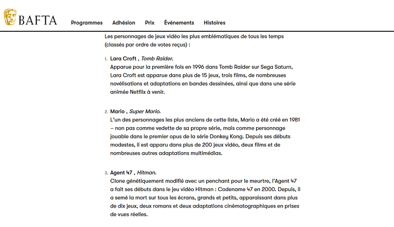 Quels sont les héros de jeux vidéo les plus cultes de tous les temps ? Ce sondage BAFTA établit un classement