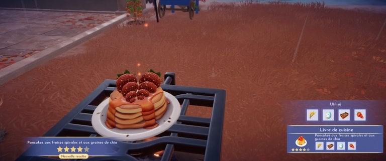 Pancakes aux fraises spirales et aux graines de chia Dreamlight Valley : comment préparer cette recette 4 étoiles ?