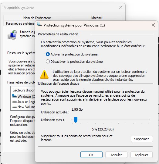 Windows 11 : voici comment créer un point de restauration système, et ...