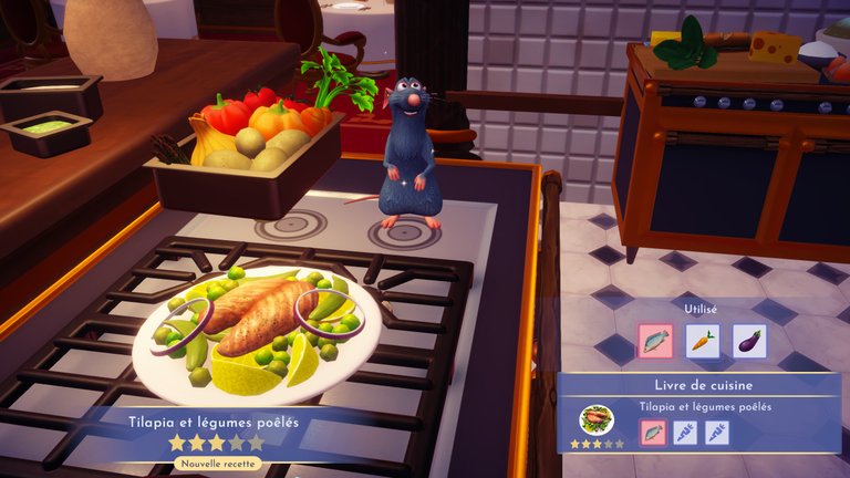 Tilapia et légumes poêlés Disney Dreamlight Valley : comment préparer cette recette trois étoiles ?