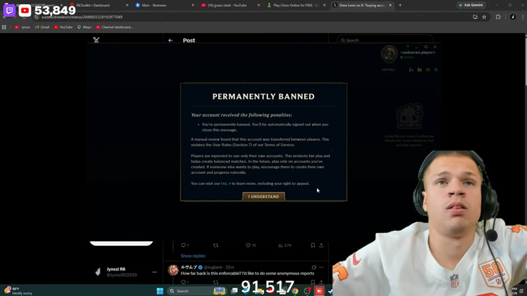 Cheh ! Riot a définitivement banni le compte League of Legends de l'un des plus grands streamers au monde. Croyez-le ou non, c'était la décision idéale