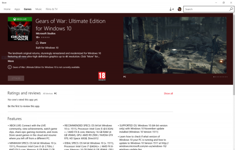 Gears Of War Ultimate Edition apparaît sur le Windows Store