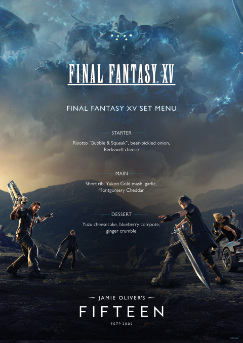 Le menu Final Fantasy XV dans un restaurant londonien