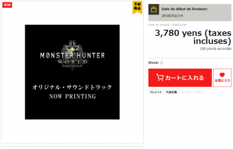 Monster Hunter World : Une bande-originale sur 3 CDs au Japon