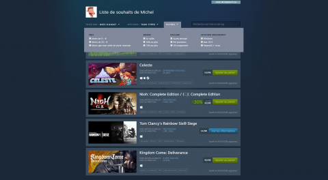Steam : Valve met à jour ses listes de souhaits