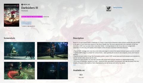 Darksiders III : la date de sortie apparaît sur le Microsoft Store