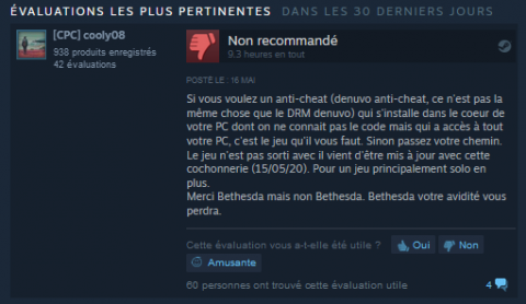 Doom Eternal bombardé d'avis négatifs après l'intégration de l'anti-cheat Denuvo sur PC