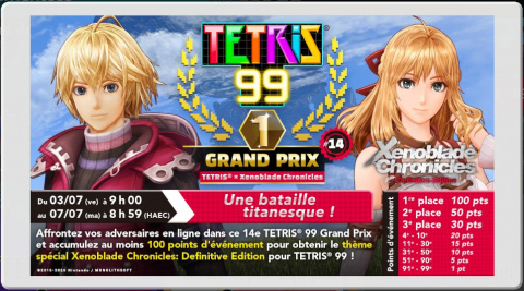 Tetris 99 : Xenoblade Chronicles à l'honneur du prochain Grand Prix