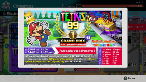 Tetris 99 : un thème Paper Mario The Origami King pour le 15e Grand Prix