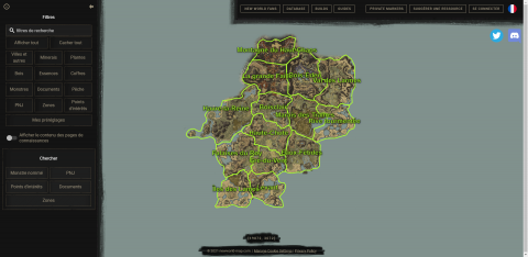 New World, carte interactive : emplacements des ressources, plantes, essences, PNJ...