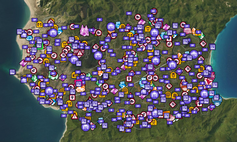 Forza Horizon 5, carte interactive : emplacement des maisons, trésors de grange, panneaux...