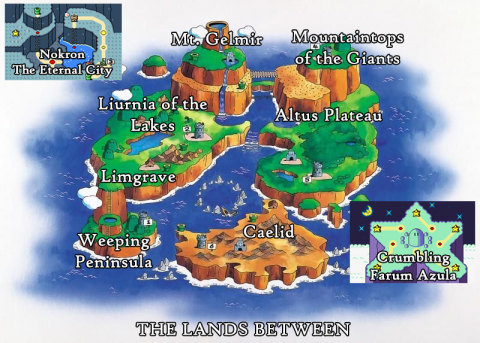 Elden Ring : La carte du jeu inspirée par Super Mario World ?