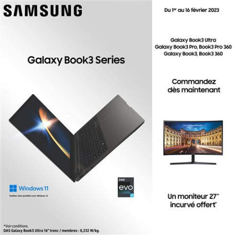 Promo PC portable : le tout nouveau Samsung Galaxy Book3 360 déjà en réduction avec un écran incurvé offert !