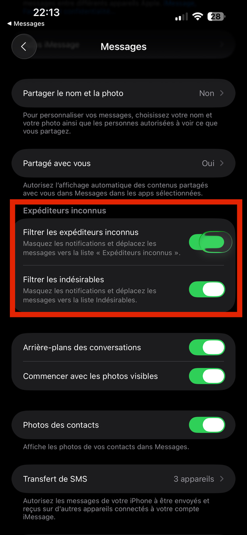 iOS 26 : comment activer le filtrage des messages et appels pour éviter ...