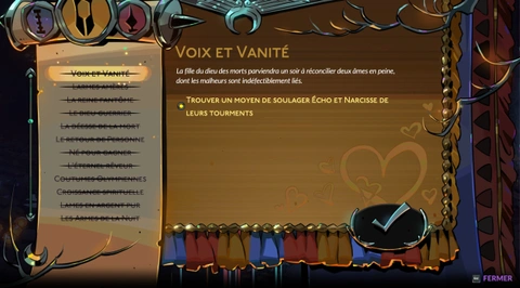 Voix et vanité Hades 2 : Comment déclencher et finir la prophétie de Narcisse et Echo ?